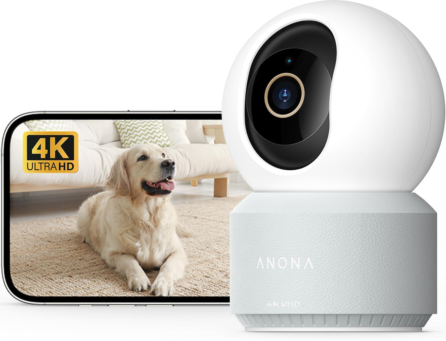Anona cámara Pano 4K UHD para interiores, cámara de seguridad para...