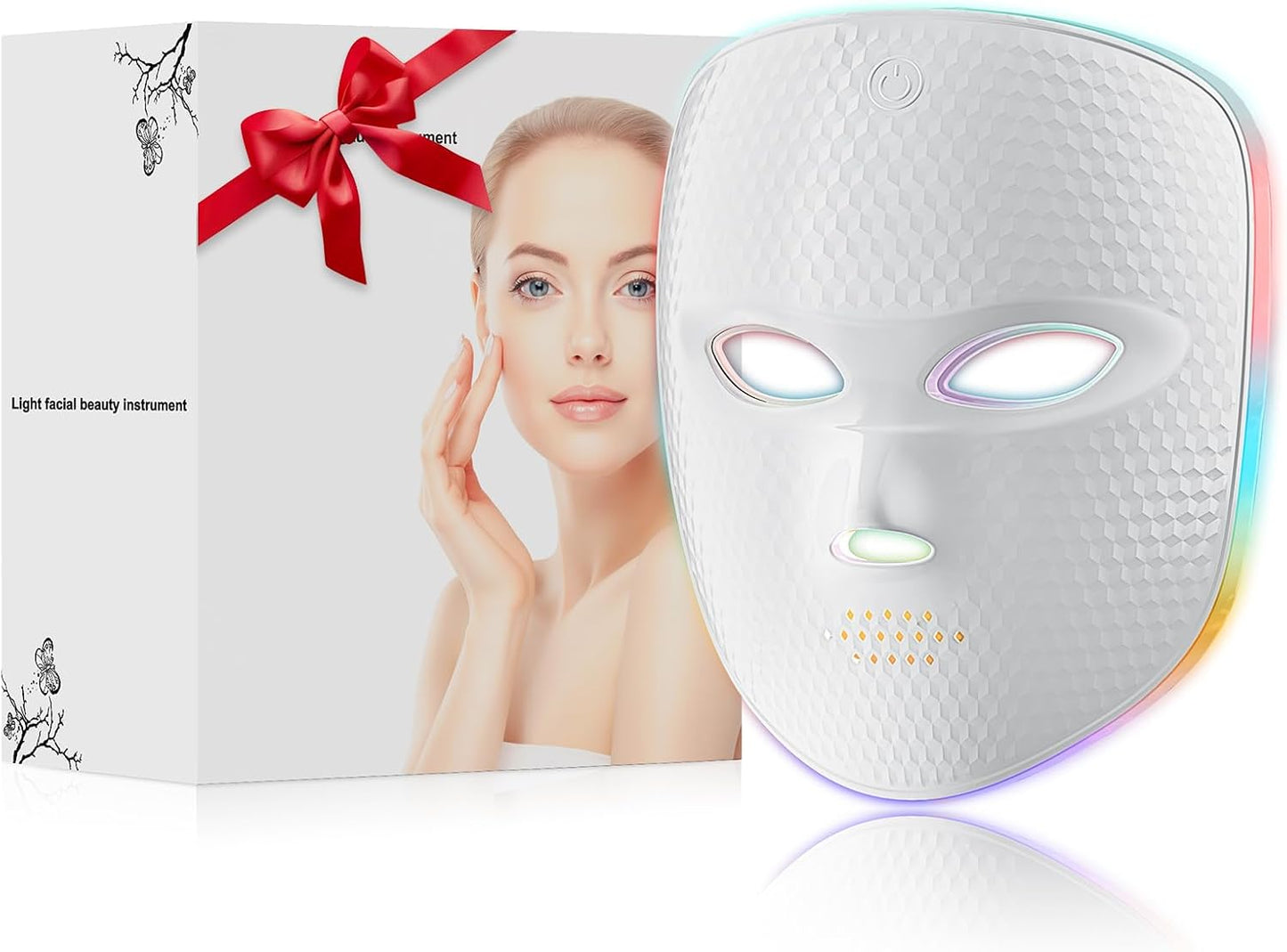 Terapia de luz roja para la cara, máscara facial LED inalámbrica, t...