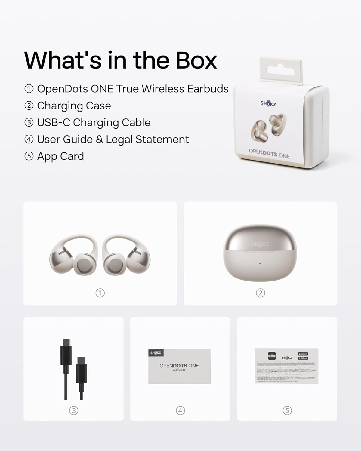 SHOKZ OpenDots ONE - Auriculares de oído abierto, auriculares clip-...