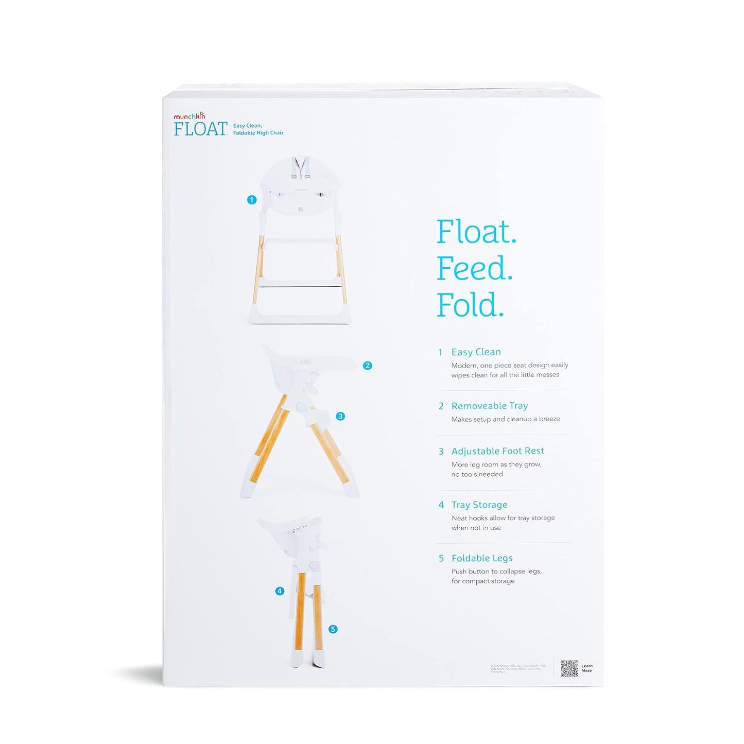 Munchkin Float - Silla alta para bebés y niños pequeños, plegable p...