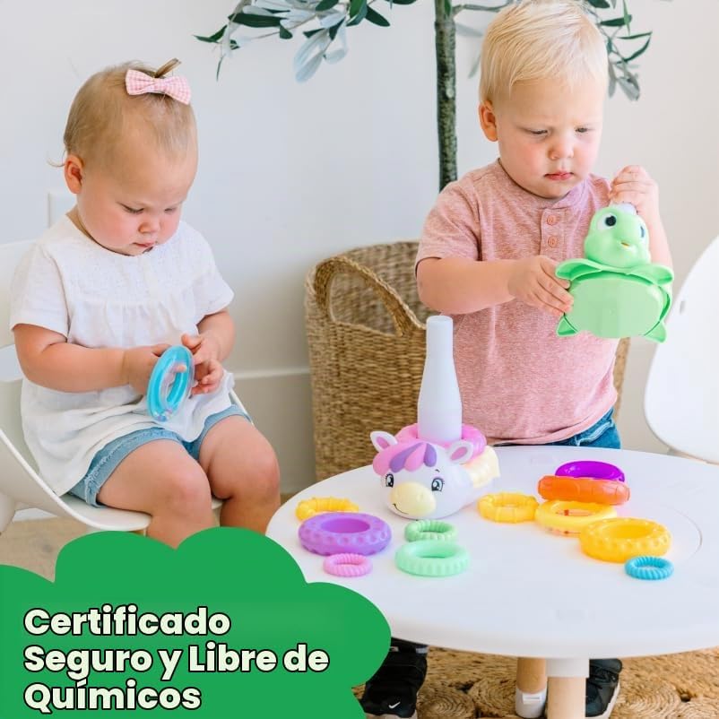 Move2Play Juguetes de apilamiento, incluye 7 anillos únicos, desarr...