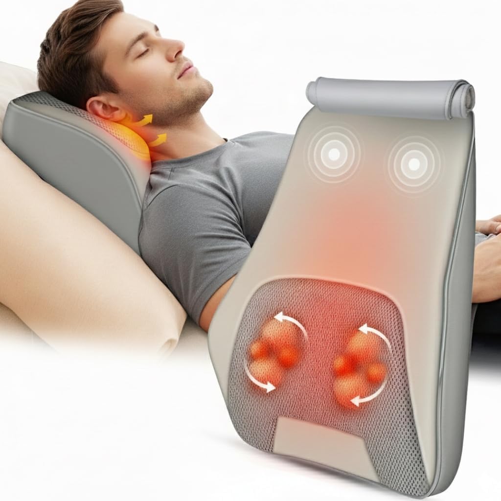 Heycool Shiatsu - Masajeador de espalda y cuello, almohada de masaj...
