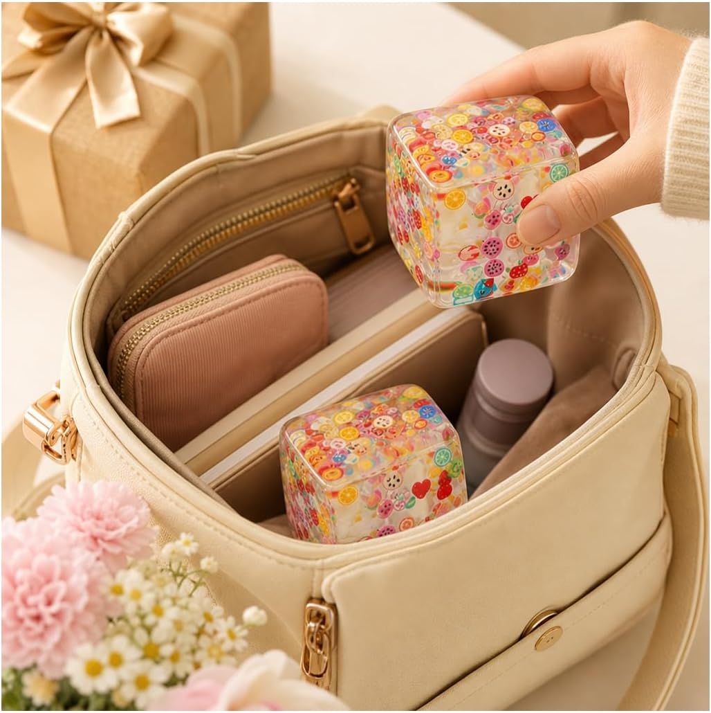 NKMJOK 2 cubos de estrés, decoraciones de cubos de frutas, herramie...