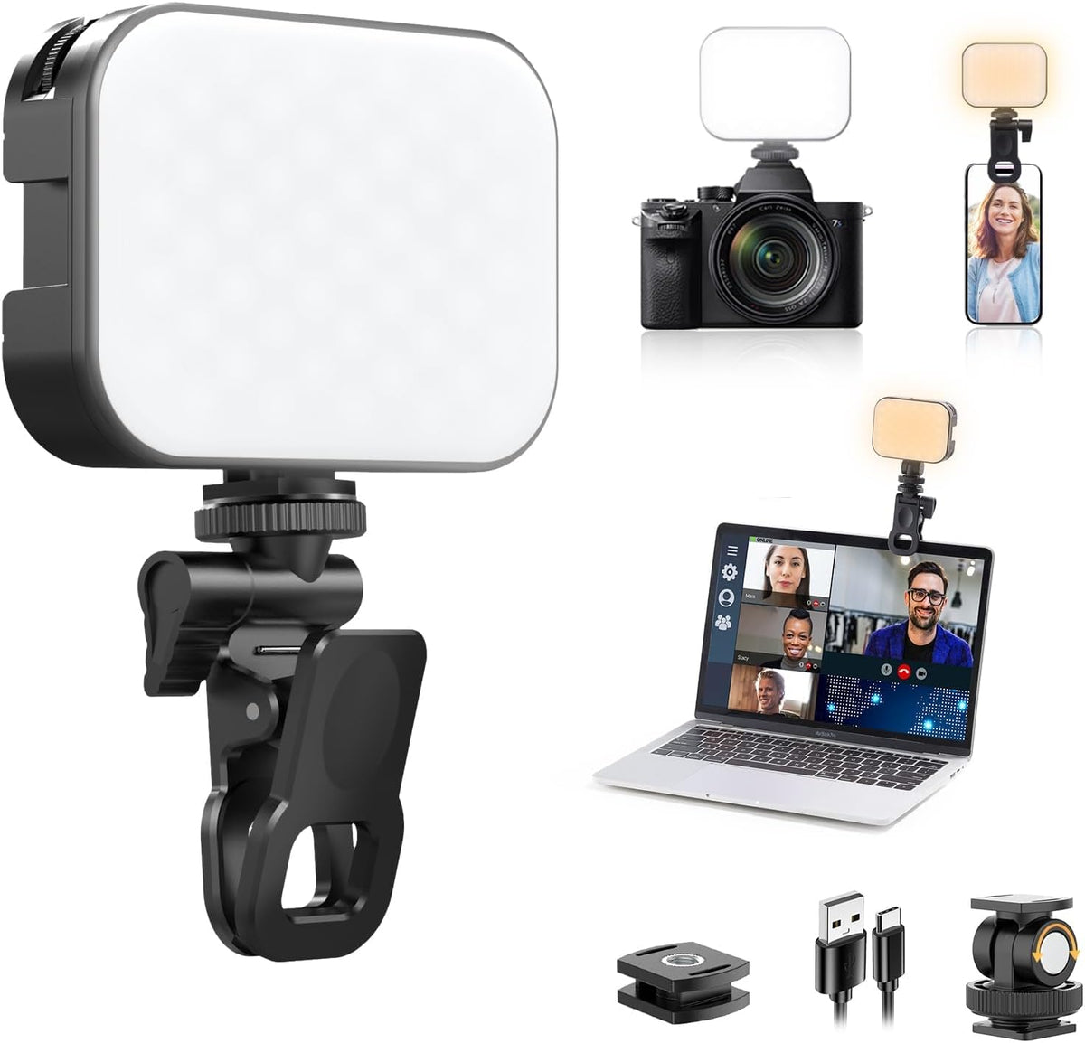 Ulanzi VL100X Luz para Selfie, Panel de Luz LED con Clip para Teléf...