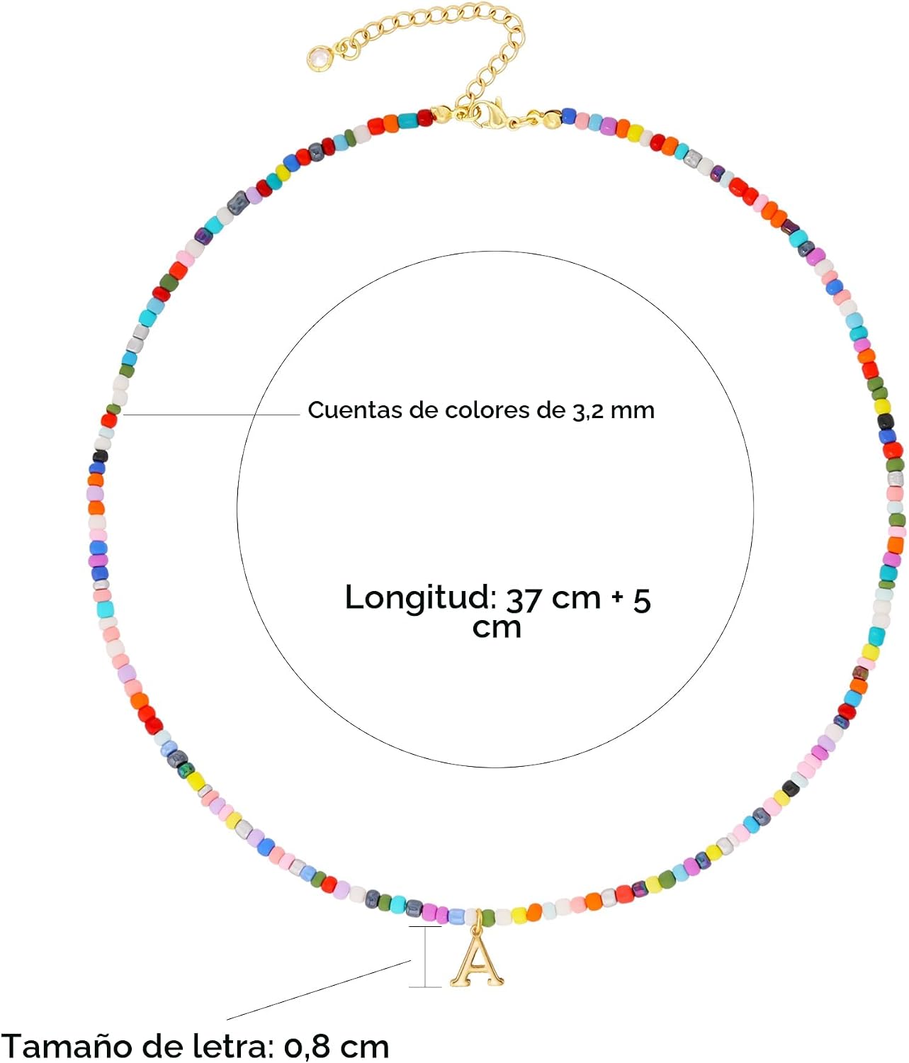 Fwlisesa Collares coloridos con inicial para mujer, chapado en oro...