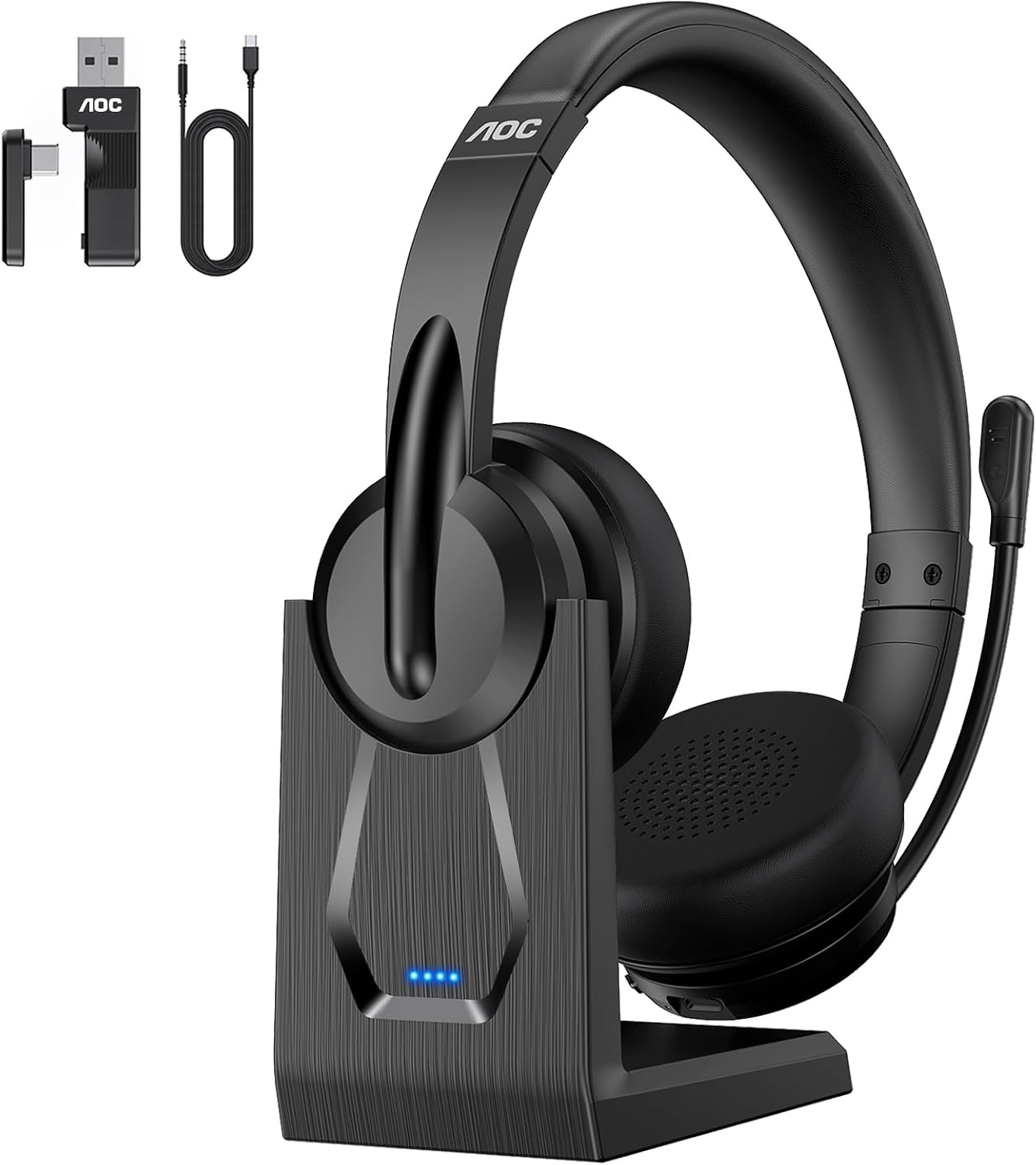 AOC Auriculares inalámbricos con micrófono para el trabajo, auricul...