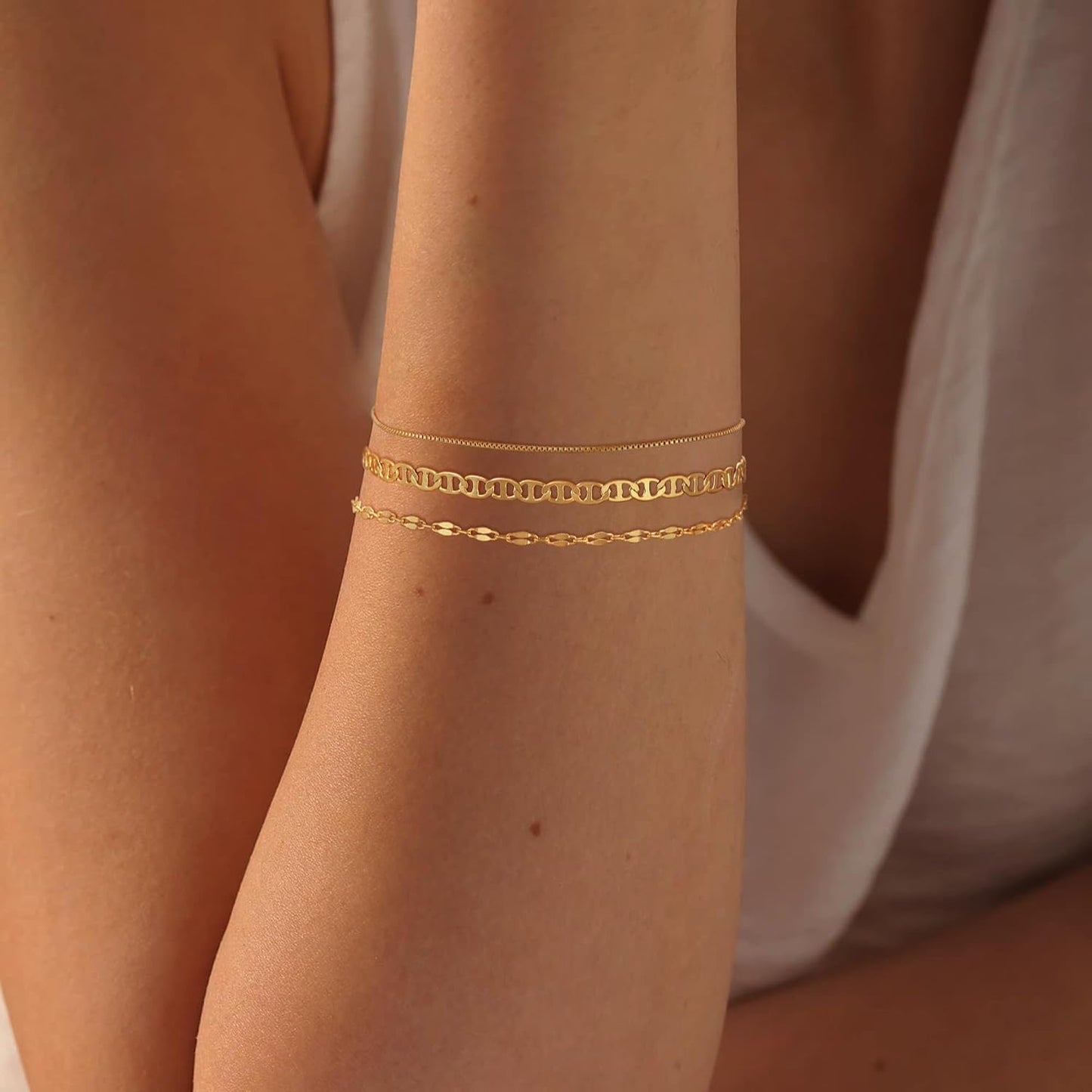 MBW Pulseras chapadas en plata para mujer, delicadas pulseras de pl...