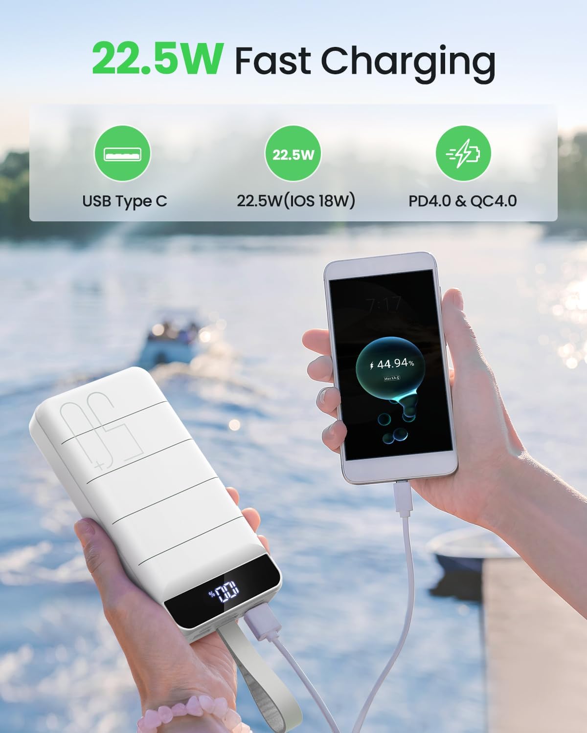 DAOLOT Banco de energía de carga rápida 50000mAh - 22.5W cargador p...
