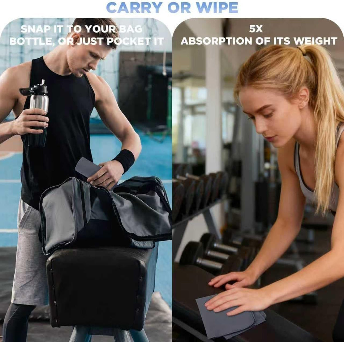 Vnoss Toallas de gimnasio de microfibra, de secado rápido, altament...