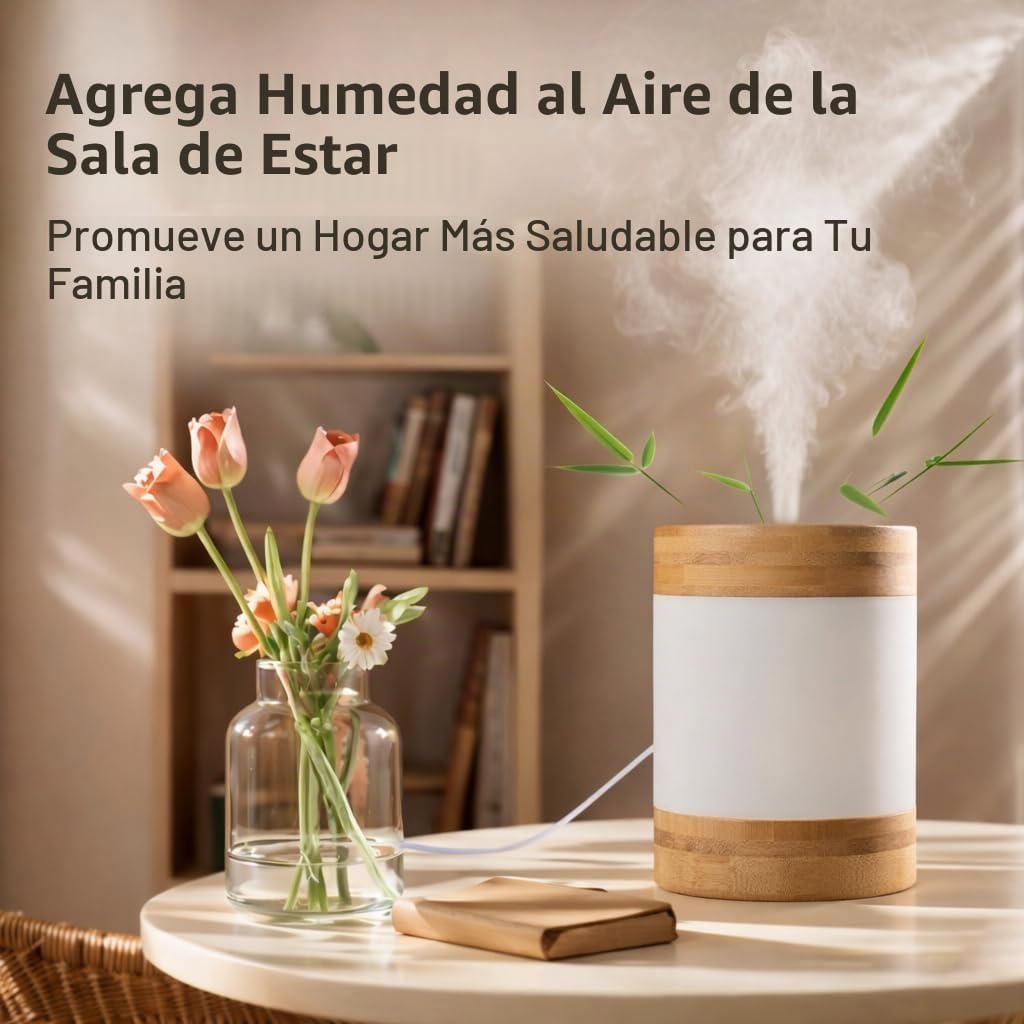 Mini humidificador ultrasónico de bambú, humidificador de escritori...
