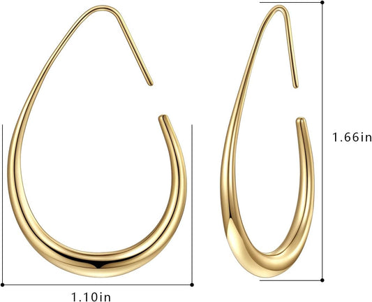 Aretes de aro ligeros con forma de lágrima para mujer, chapados en...