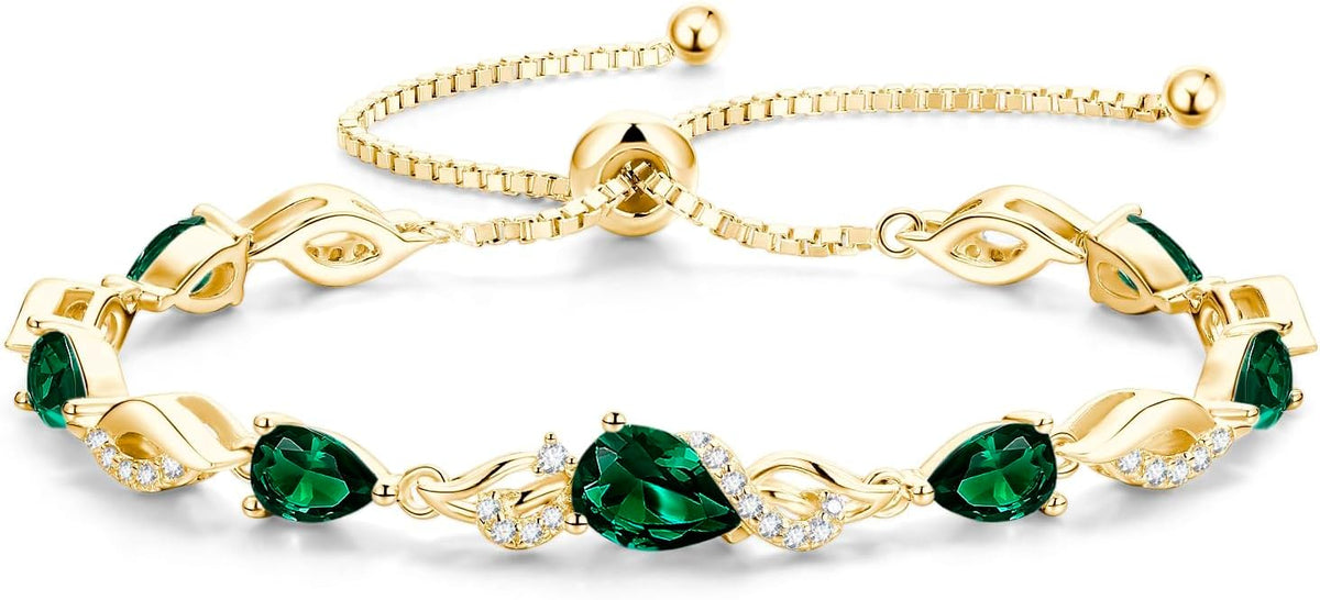 FANCIME Pulsera de tenis ajustable con piedra natal para mujer | Di...