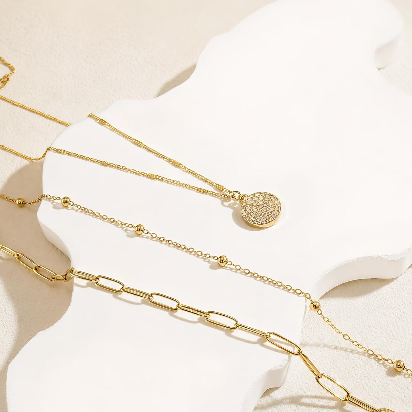 VYTOSA Collares en capas para mujer, juego de collar de oro platead...
