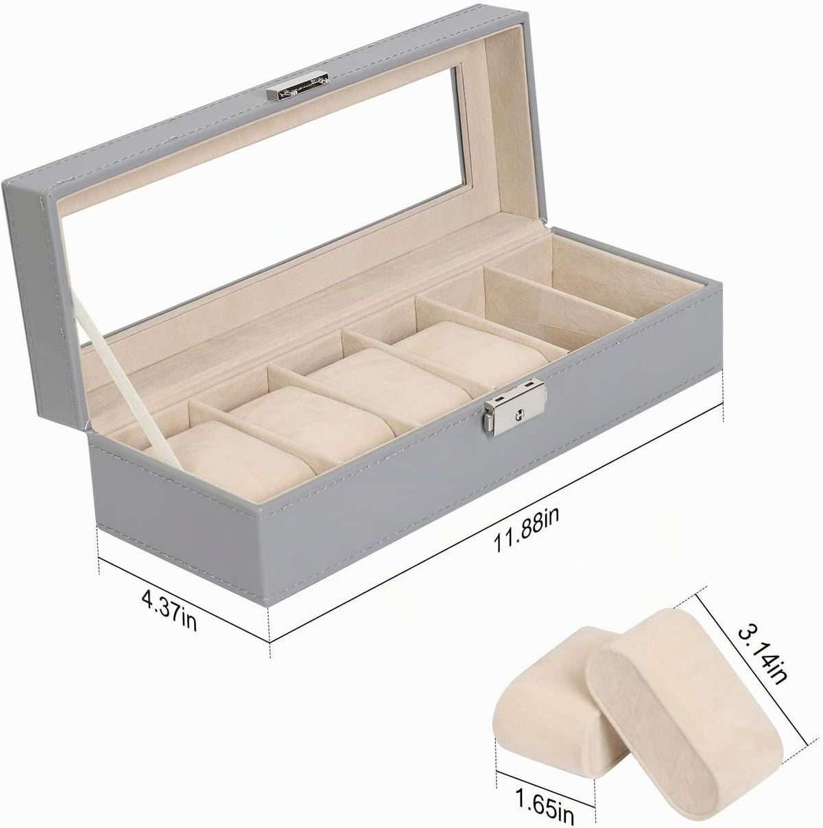 NEX Caja de reloj, Caja organizadora de 6 ranuras para relojes de c...