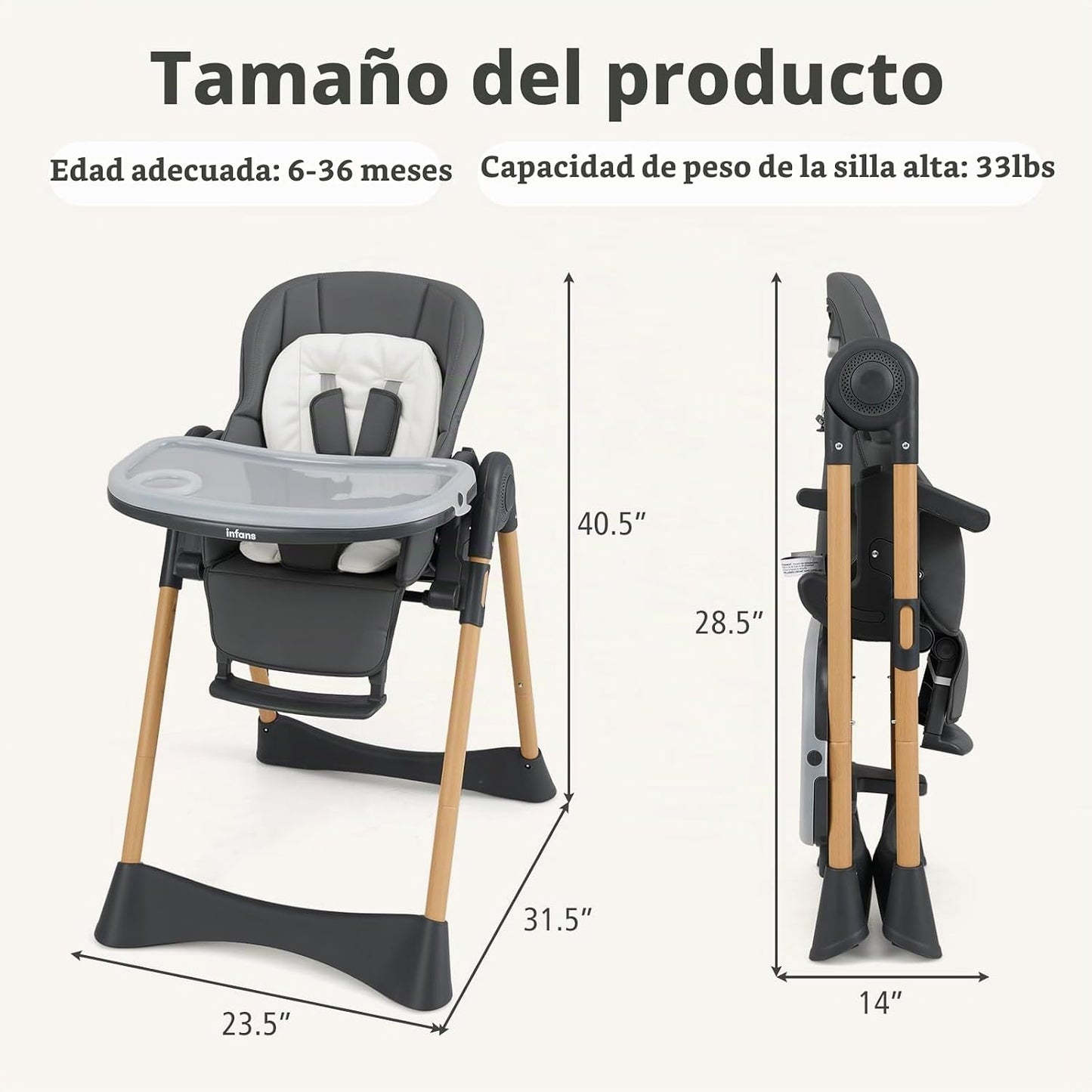 INFANS Silla alta para bebé, sillas altas para bebés y niños pequeñ...