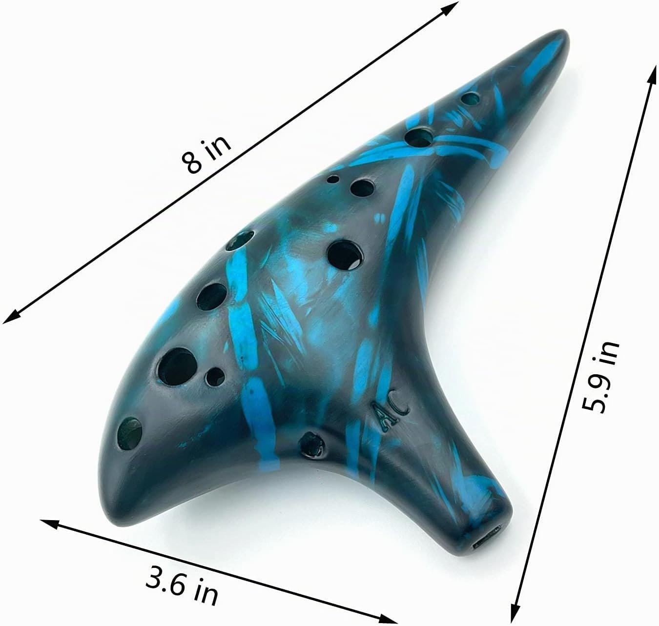 Ocarina de 12 agujeros Alto C de paja con cerámica ahumada, instrum...