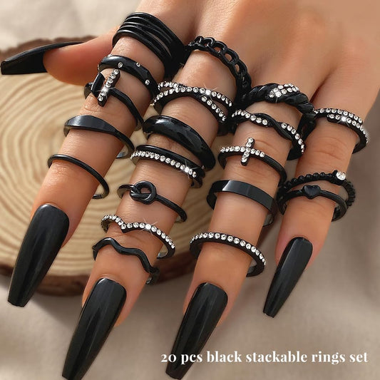 KISS WIFE Anillos apilables de oro para mujer, delicado juego de an...