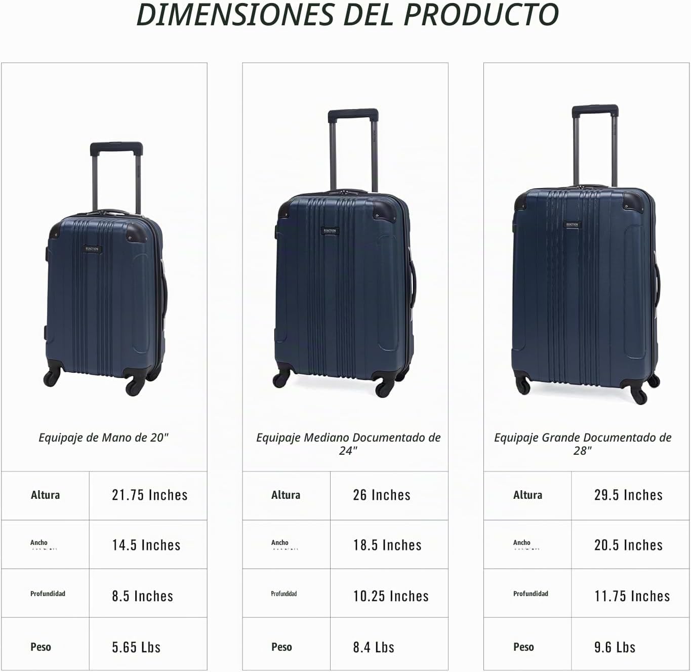 Kenneth Cole REACTION maleta ligera de rueda giratoria de 4 ruedas...