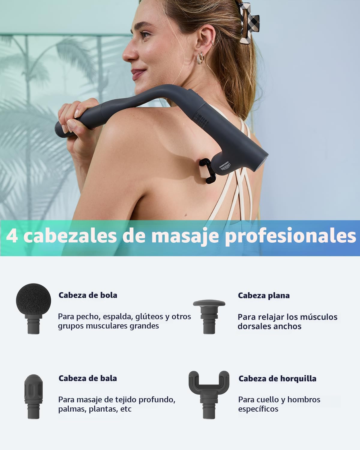 Pistola de masaje desmontable 3 en 1 para tejido profundo con mango...
