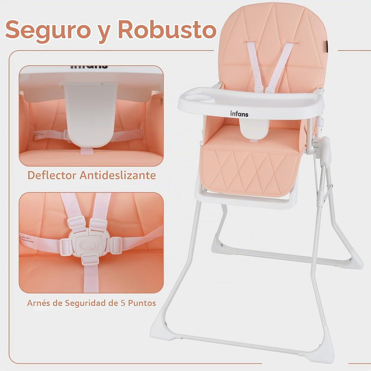 INFANS Silla alta para bebé, silla alta portátil plegable rápida pa...