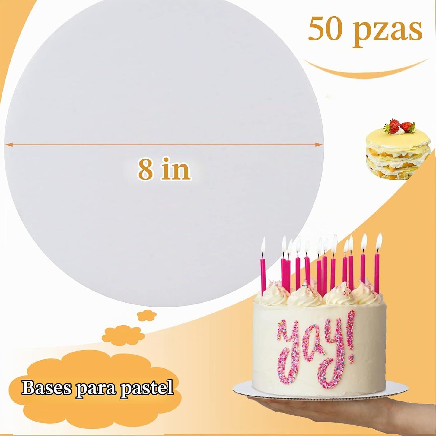 Sudaya Tableros para Pasteles 50 PCS, Tableros para Pasteles de 8 P...