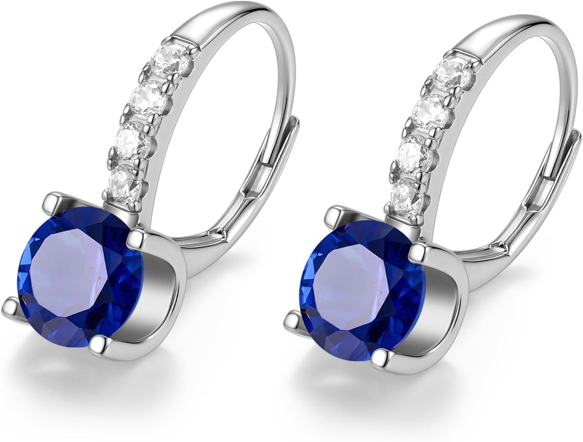 FANCIME Pendientes colgantes con piedra natal para mujer de plata d...