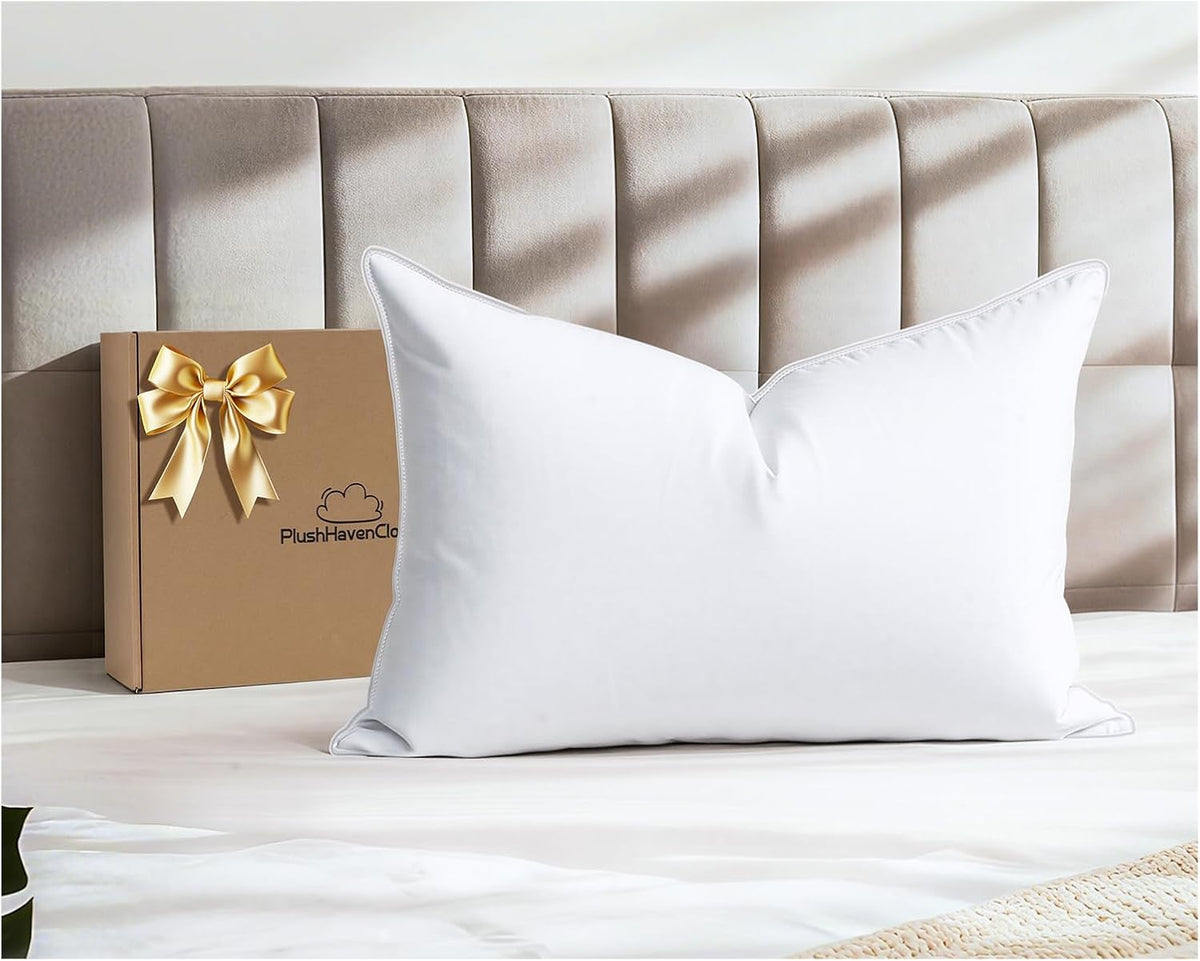 Paquete de 1 almohada de plumón de ganso blanco natural, tamaño est...