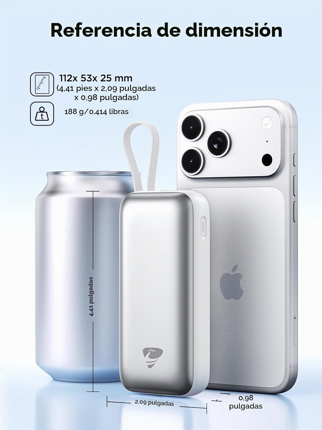 Cargador portátil Aioneus Banco de energía con cables integrados 10...