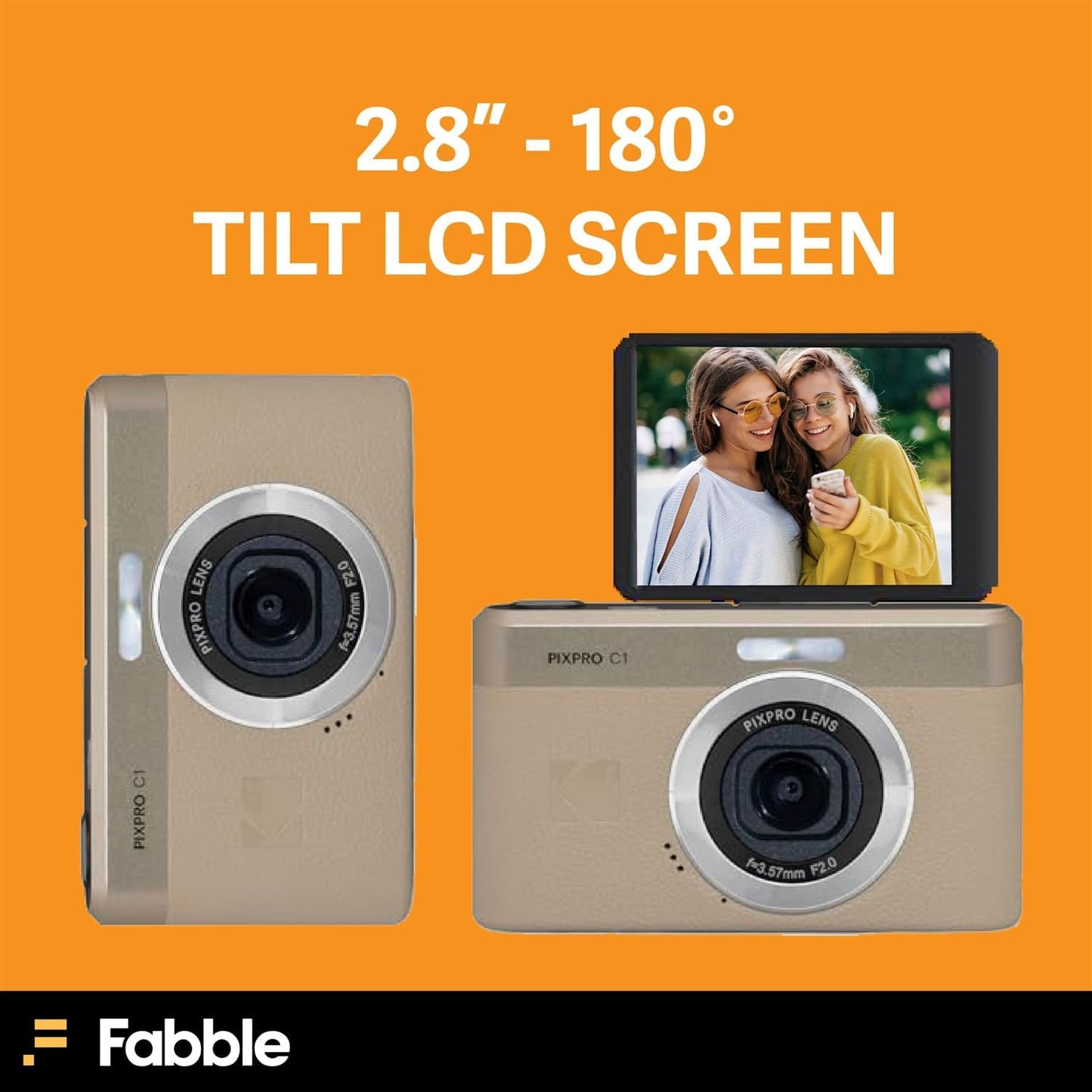 Kodak PIXPRO C1 Cámara Digital Compacta (Marrón Claro) Paquete con...