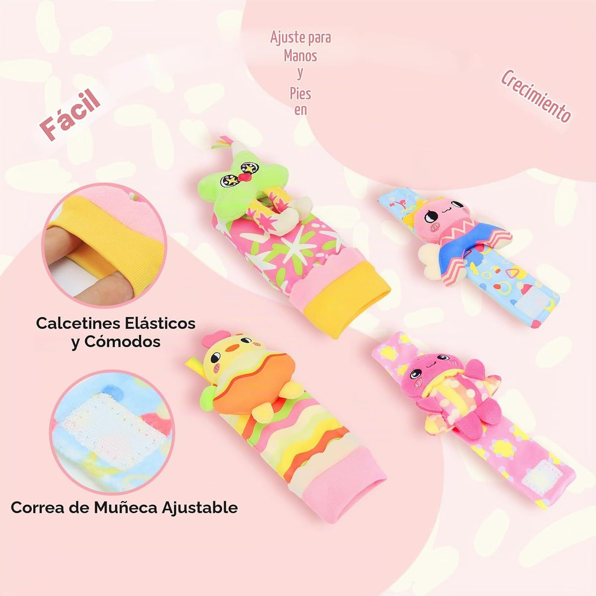 Zendstanding Calcetines de sonajero para bebés de 0 a 6 meses, jueg...