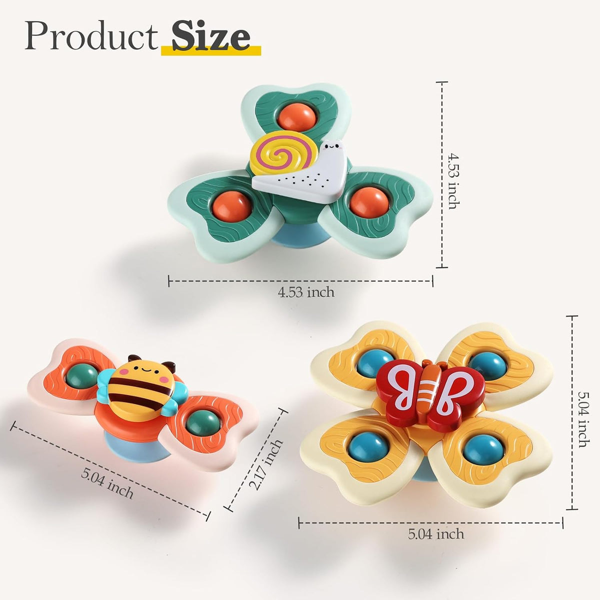 3 piezas Juguetes giratorios de ventosa para niños y niñas de 1 a 2...