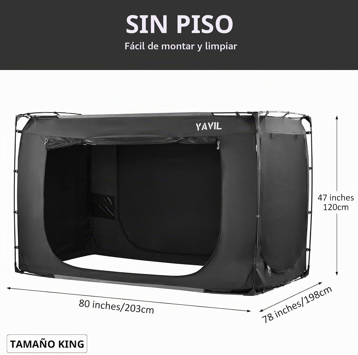 YAVIL Tienda de Campaña para Cama Tamaño King, Tiendas Portátiles p...