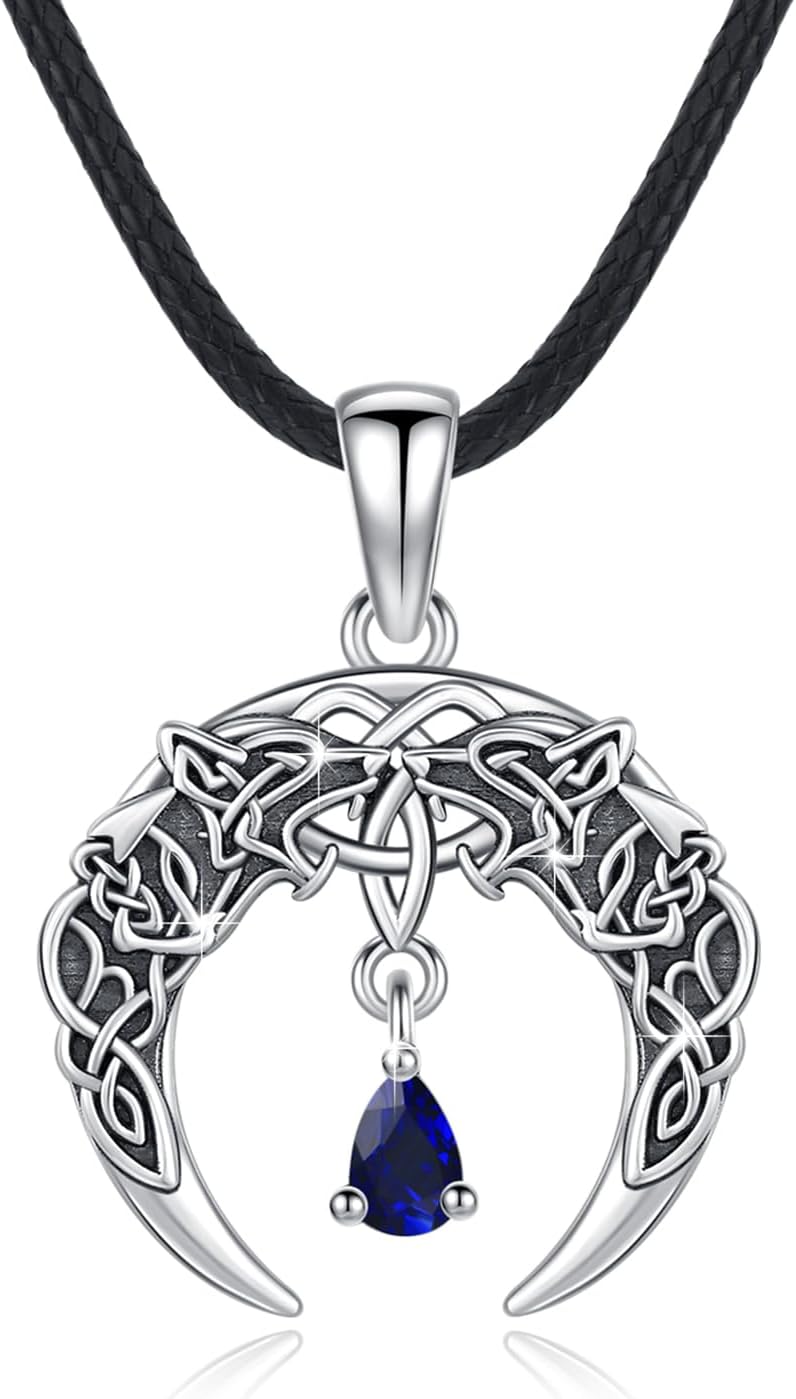SOESON Collar Vintage para Hombre Plata de Ley 925 Animal Vikingo N...