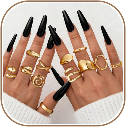 ZHESHY Anillos gruesos de oro para mujer, sin deslustre, chapados e...