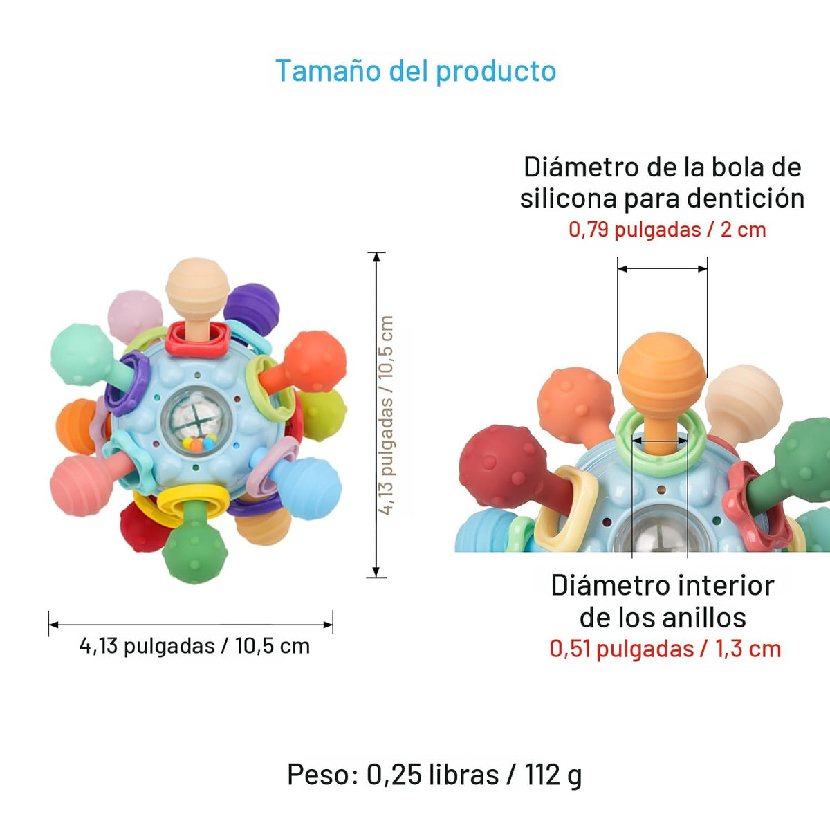 Juguetes Sensoriales Montessori para Bebés de 0-6 6-12 Meses, Morde...