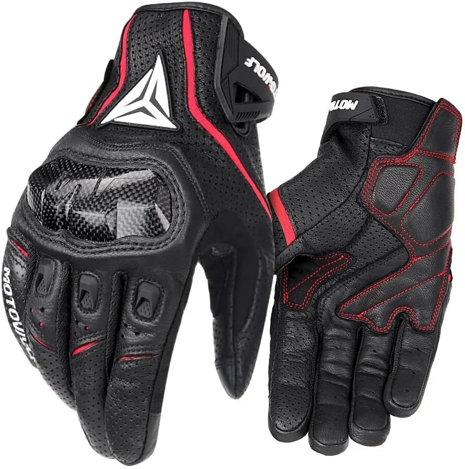 LYHXS-MOTOS Guantes de cuero para hombre, guantes de cuero transpir...