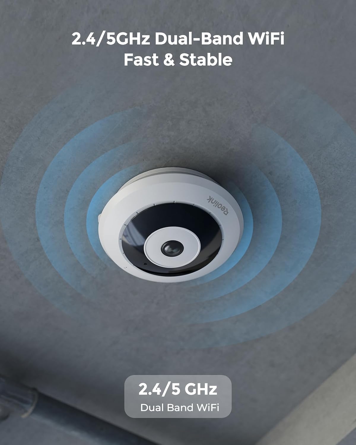 REOLINK Cámara de seguridad WiFi ojo de pez, 2K+ 6MP panorámica de...