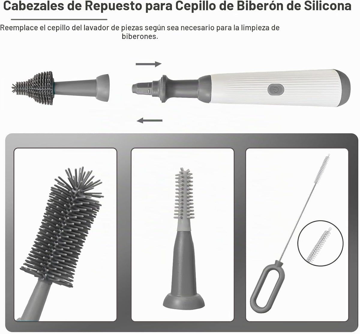 WHNL Juego de cepillos eléctricos para botellas, limpiador automáti...
