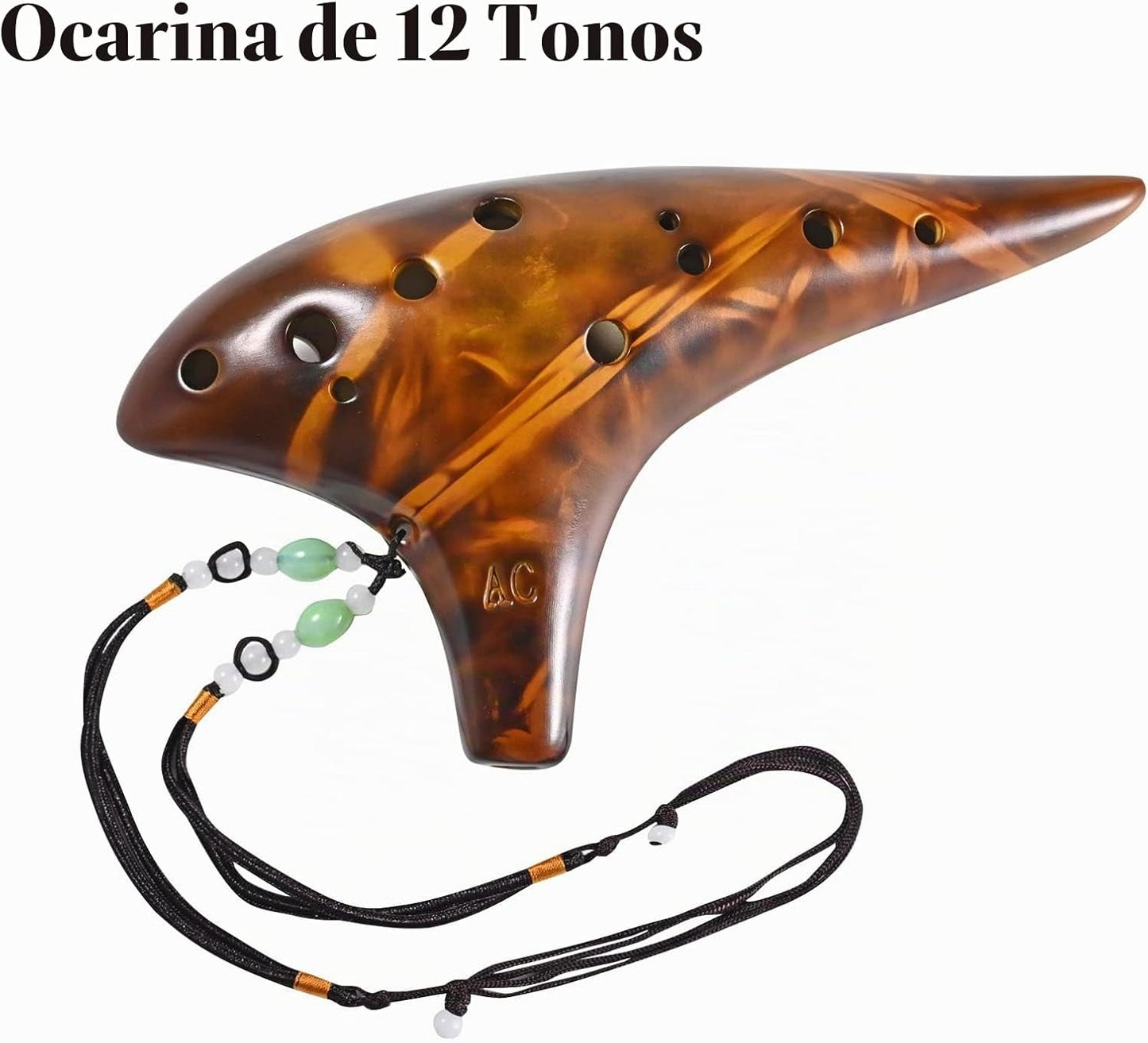 Ocarina, 12 agujeros, Do Alto, ocarinas de cerámica con libro de ca...