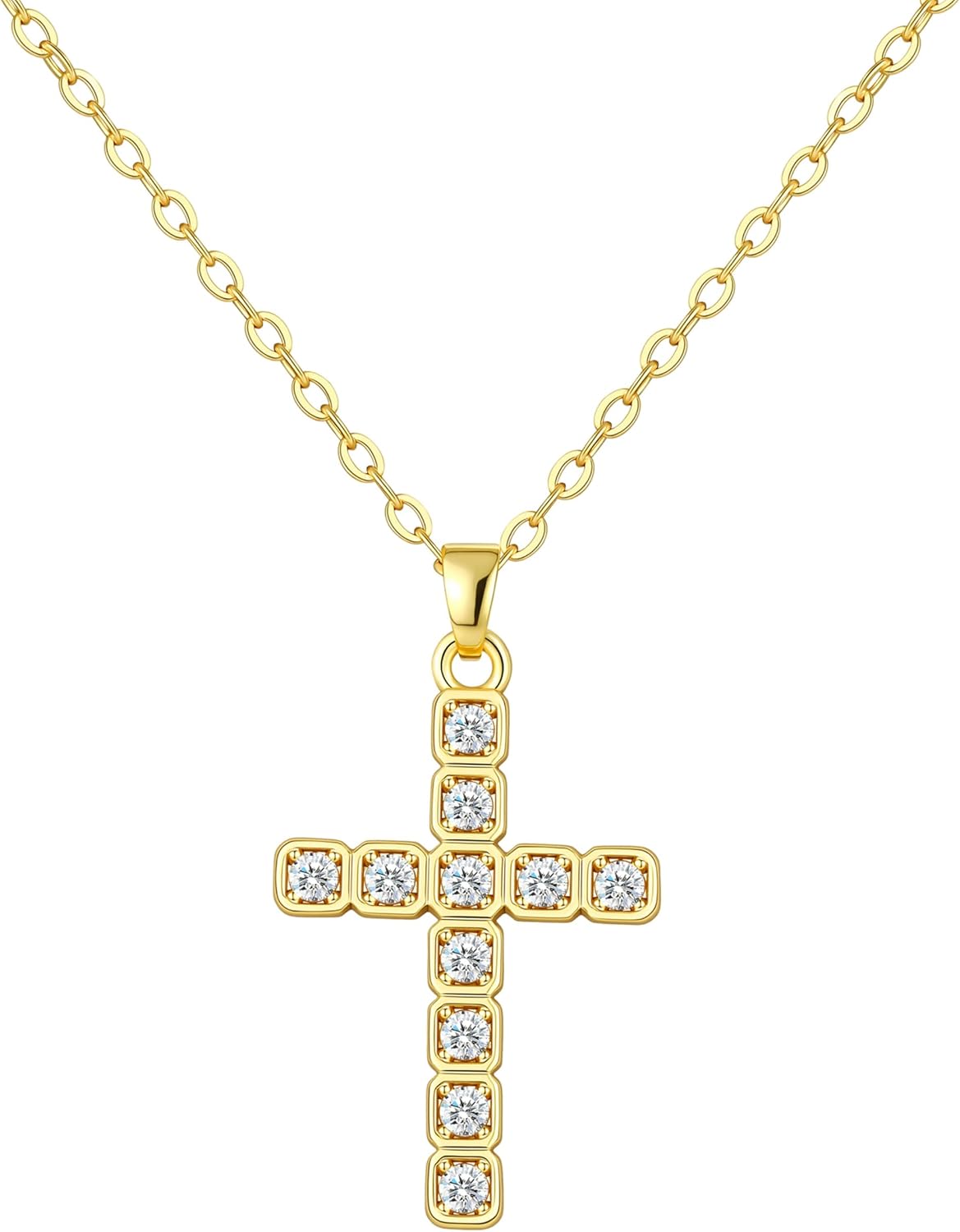 Yatumery Delicado collar de cruz de oro para mujer, chapado en oro...