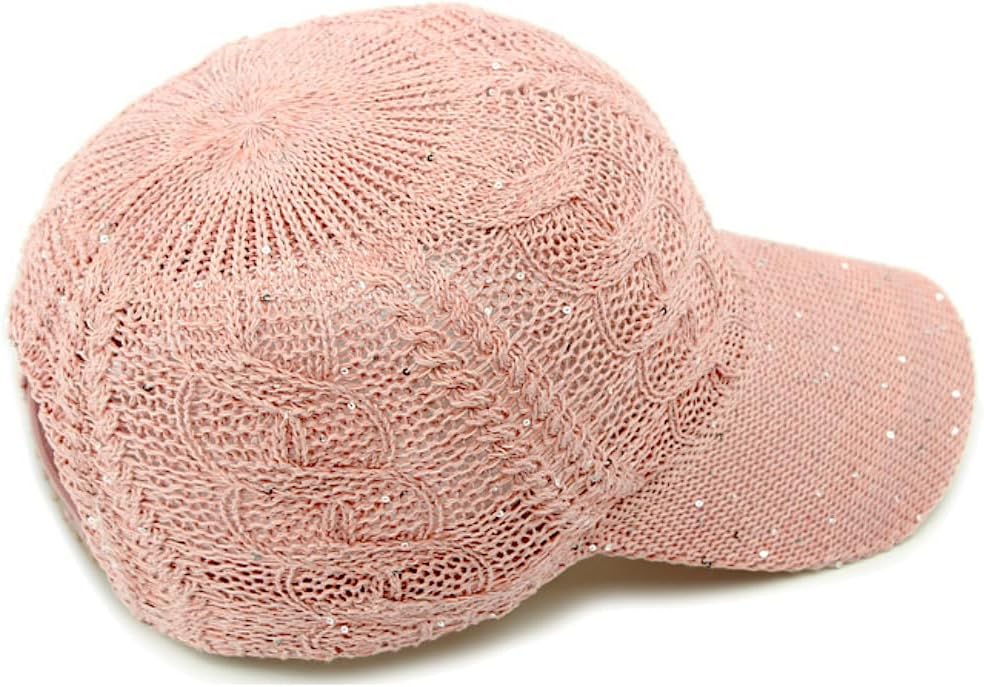 Gorra de béisbol de malla con purpurina para mujer, transpirable, a...