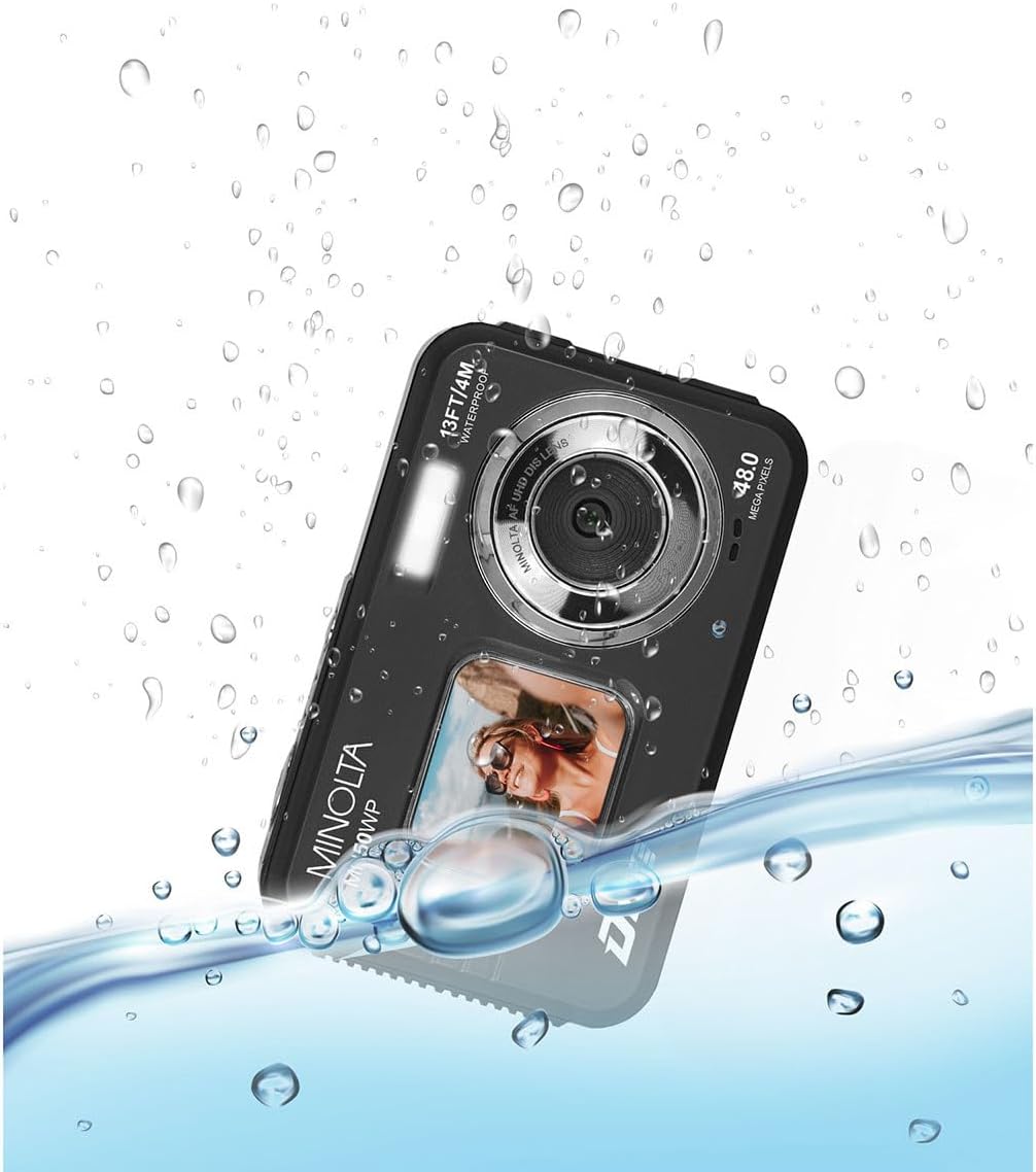 Minolta Cámara digital subacuática de 48 MP: video Ultra HD 5K, enf...