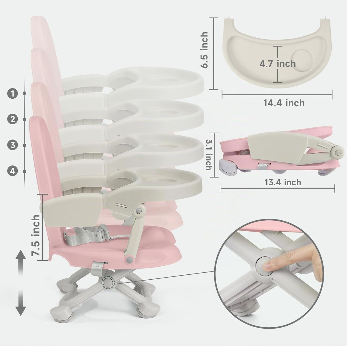 YOLEO Silla alta para bebé, asiento elevador para mesa de comedor,...