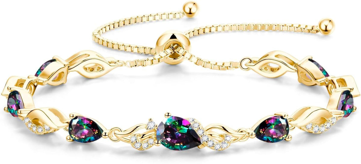 FANCIME Pulsera de tenis ajustable con piedra natal para mujer | Di...