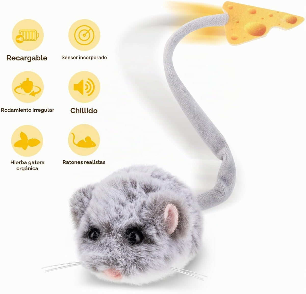Migipaws MigiMouse - Juguete interactivo para gatos con giro de 360...