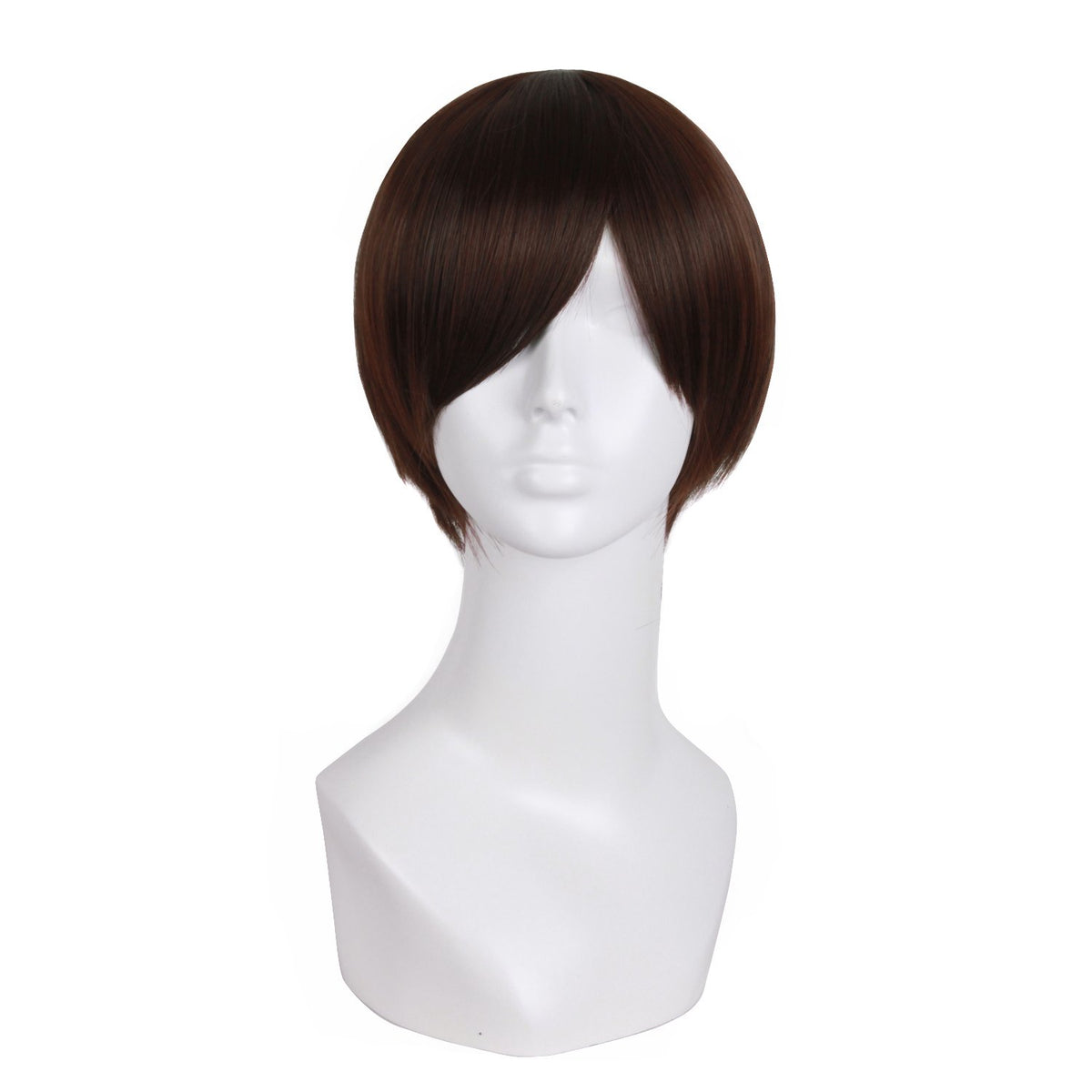 MapofBeauty Peluca recta corta para hombre de moda (marrón oscuro)