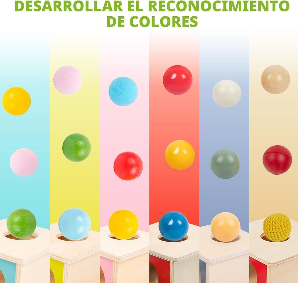 Adena Montessori Caja de permanencia de objetos con bandeja y tres...