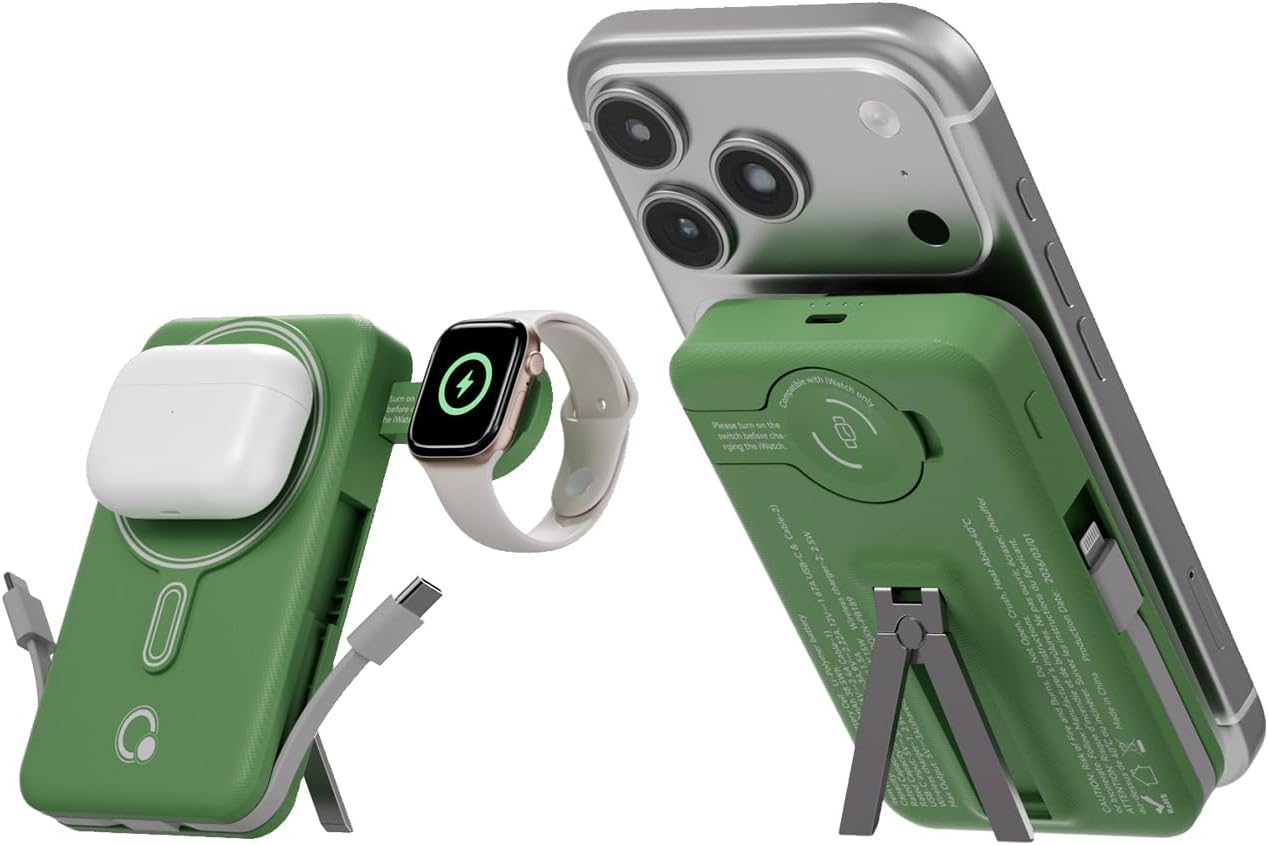 Q Cargador portátil inalámbrico magnético de 10,000 mAh, batería ex...