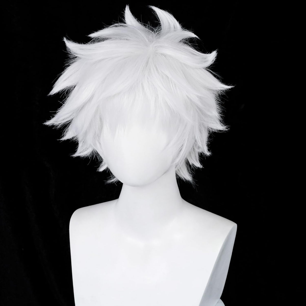 COSPLAZA Cosplay peluca corta blanca plateada esponjosa masculina a...