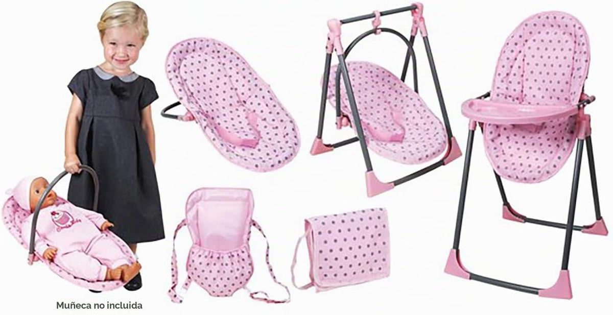 Lissi Juego de silla alta convertible 6 en 1 de muñeca bebé